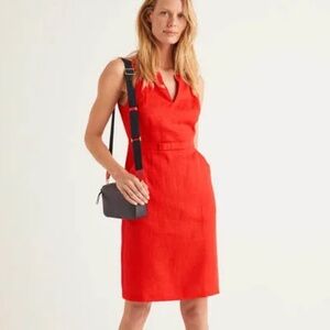 Boden- Beautiful Orange Oriel Linen Dress. Size 10